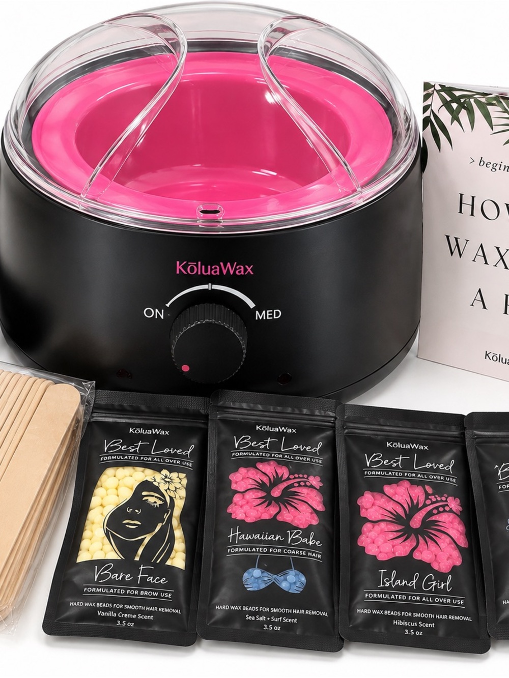 KoluaWax Complete At-Home Waxing Kit – Hard Wax Warmer + Wax Beads